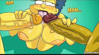 The Simpsons - Marge Erotic Fantasies - 2 Big Cocks In Both Holes DP Anal - Cheating Wife