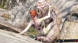 Skyrim scenes in the forest of monster fornicating