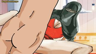 Stepmom quickie in the kitchen wearing niqab Cartoon animation Arab Hijab
