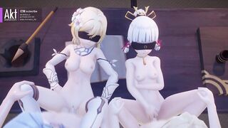 056 -【R18-MMD】AKT short - Genshin Impact 原神 lumine and ayaka