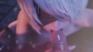 2B sucks cock and gets a cumshot