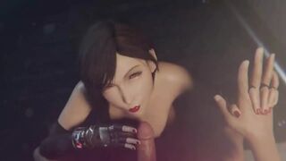 Sexy Tifa jerks cock and gets cum on her face
