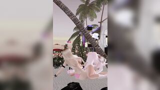 Huge Tits Lesbians Scissoring at the Beach in Public