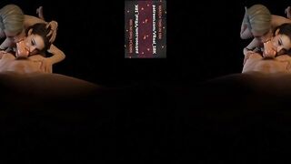 VReal 18K Double Blowjob, one sucking the dick and another sucking a ball - FFM, threesome - Featuring Jill Valentine and Harley Quinn