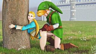 Zelda & Link quick bang behind the castle