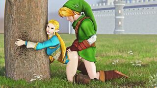 Zelda & Link quick bang behind the castle
