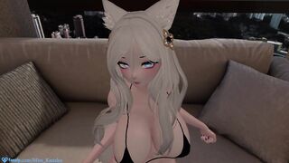Horny catgirl kept meowing for cum so I came on her chest instead. She hated it. Sexy Vtuber Show