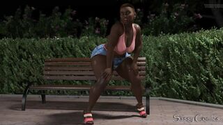 Midnight at the Park pt. 1 - Interracial Big Dick Futa x curvy ebony public bench