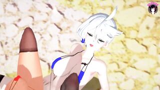 Two Lesbian Cuties Dancing + Footjob + Threesome SEX (3D HENTAI)