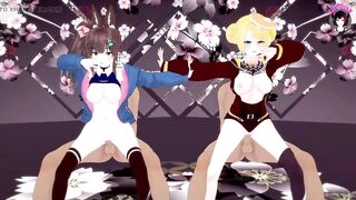 Cute Dance + Foursome Sex (3D HENTAI)