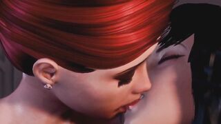 3D Futanari Animation, Anal Creampie - Redhead Shemale fucks Brunette's Ass