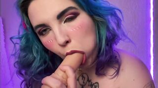 Yummy blowjob withlot of saliva from cute anime girl ahegao style