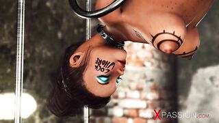 Masked man fucks two cuffed college girls hard in the basement