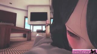 Hot 3D Anime girlfriend with huge boobs sits on my face