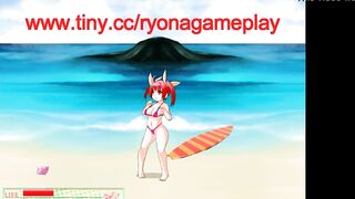 Cute 18 lady has sex with monsters men in Sp beach hentai game