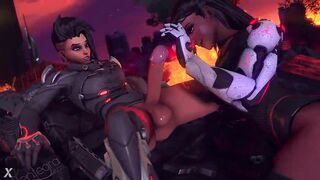Sombra getting sucked by Symmetra