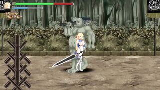 Pretty blonde knight has sex with monsters men in hot porn hentai game