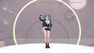 Blue Archive Yuuka Undress Dance Hentai Playboy Suit Mmd 3D Clear Blue Hair Color Edit Smixix