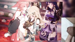 Genshin Impact Yae Miko Futanari Hentai Jerk Off
