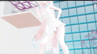 Cute Teen Only in Sexy White Dress Dancing