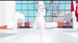 Cute Teen Only in Sexy White Dress Dancing