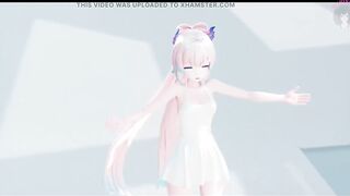 Cute Teen Only in Sexy White Dress Dancing