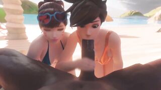 Overwatch Tracer Shares BBC with Dva At The Beach