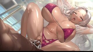 In public swimming pool hot swimming teacher in red bikini cowgirl fuck big dick 18+ anime hentai