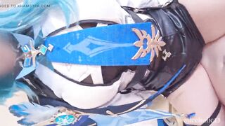 Aliceholic13 Genshin Impact Eula Lawrence Cosplay milking all your jizz with her thighs and snatch hentai video