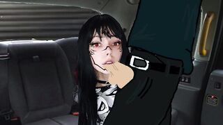 Goth girl gives blowjob in taxi after clubbing all night