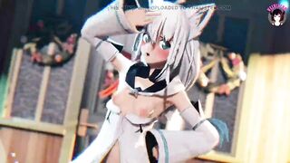 Cute White Cat Girl Dancing + Gradual Undressing