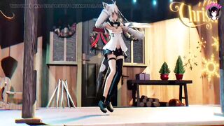 Cute White Cat Girl Dancing + Gradual Undressing