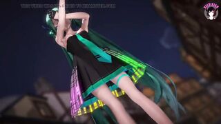 Cute Miku Dancing In Black Dress + Gradual Undressing (3D HENTAI)
