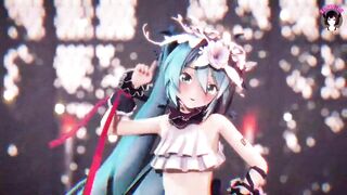 Cute Miku In Sexy Costume Dancing + Gradual Undressing (3D HENTAI)