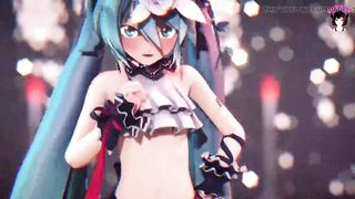 Cute Miku In Sexy Costume Dancing + Gradual Undressing (3D HENTAI)