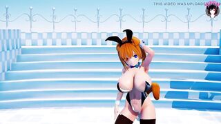 Cute Teen With Huge Tits Dancing In Bunny Suit With Black Stockings (3D HENTAI)