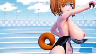 Cute Teen With Huge Tits Dancing In Bunny Suit With Black Stockings (3D HENTAI)