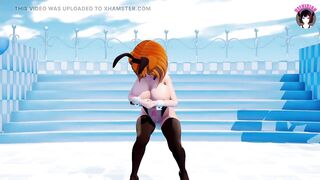 Cute Teen With Huge Tits Dancing In Bunny Suit With Black Stockings (3D HENTAI)