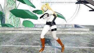 Mirai Akari Sex and Dance Hentai Vtuber Blonde Girl Big Boobs Mmd 3D Orange Boots Color Edit Smixix