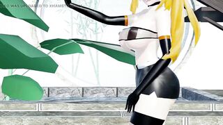 Mirai Akari Sex and Dance Hentai Vtuber Blonde Girl Big Boobs Mmd 3D Orange Boots Color Edit Smixix