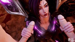 Lol Kaisa Animation Threesome Sex Blowjob and Double Creampie Full 3D Porn Hentai Purple Armor Lights Color Edit Smixix