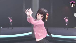Cute Teen Dancing In Skirt And Stockings + Gradual Undressing (3D HENTAI)