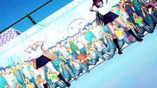 2 Huge Tits Schoolgirls Dancing + Gradual Undressing (3D HENTAI)