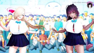 2 Huge Tits Schoolgirls Dancing + Gradual Undressing (3D HENTAI)