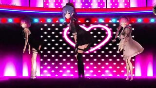 Sexy 3 Teens Dancing In Dress + Gradual Undressing (3D HENTAI)