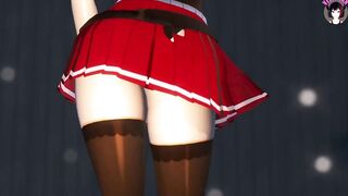 Rin - Sexy Teen With Big Ass In Stockings & Sexy Skirt Dancing + Gradual Undressing (3D HENTAI)