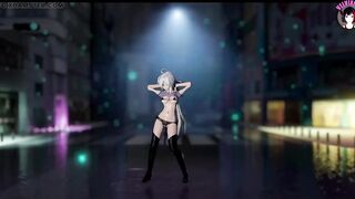 Haku Dancing In Sexy Short Skirt + Gradual Undressing (3D HENTAI)