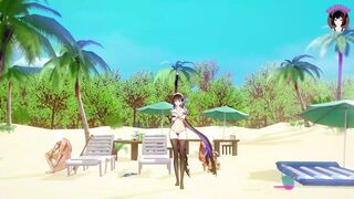 Plummy - Sexy Dance On The Beach + Sex (3D HENTAI)