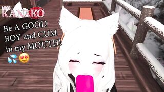 CATGIRL gives SLOPPY BJ for a very GOOD BOY!!! WEARING HOODIE BJ!!!!