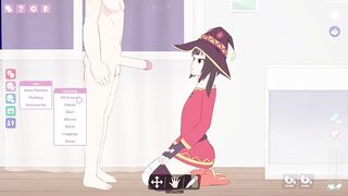 Lust's Cupid, a 2D sex simulation game Megumin cosplay with super deep blowjobs